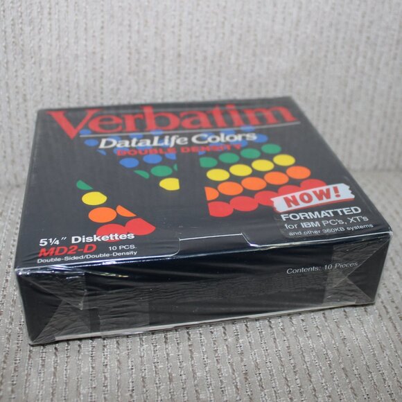 3/77❤️Verbatim DataLife Colors MD2-D 5¼" Diskettes IBM Formatted Double-Sided - Picture 3 of 8